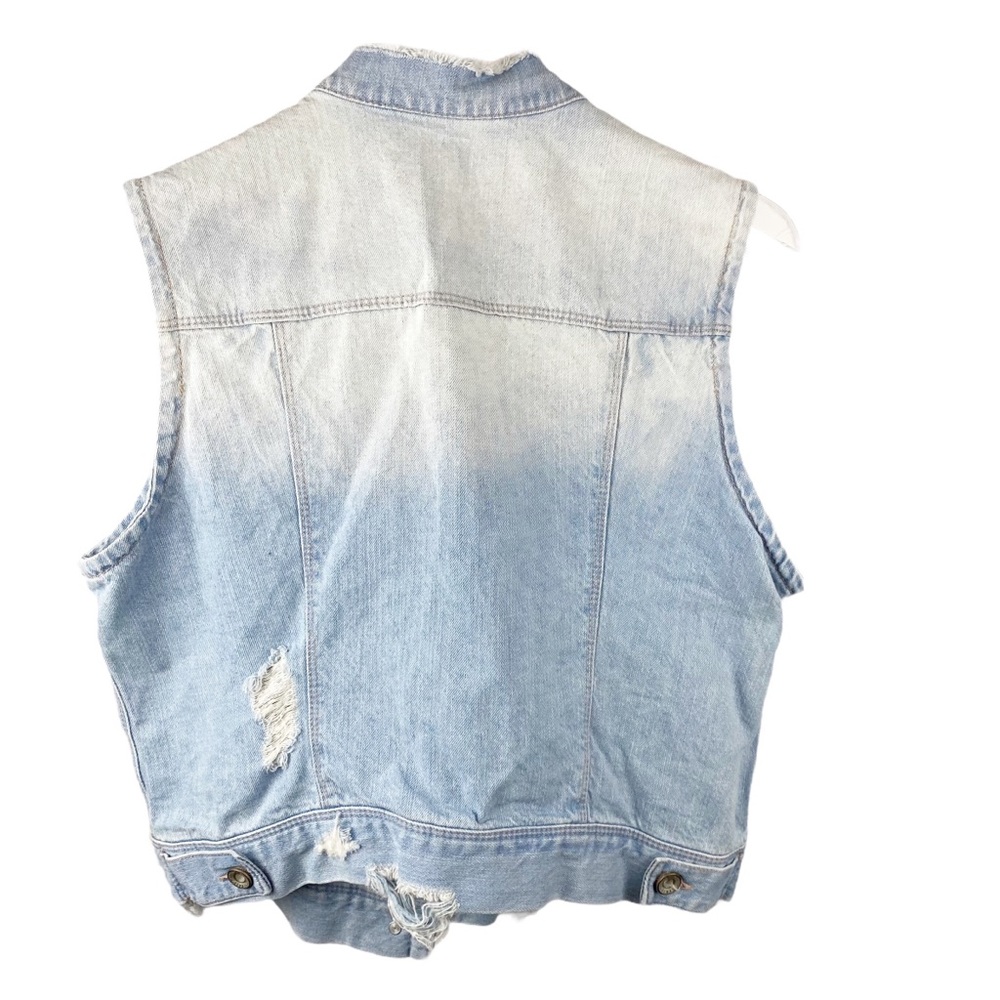 Rewash Vintage Distressed Destroyed Denim Jacket Vest Size Large - Picture 6 of 8